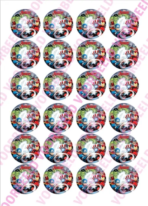 Eetbare cupcakeprint marvel 1 - 24 cupcake rondjes