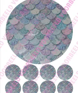 Eetbare Taartprint Mermaid 2 - 18 cm rond + 8 cupcake rondjes