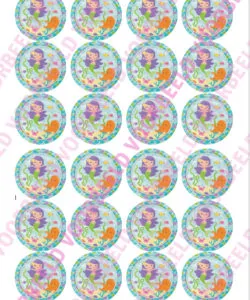 Eetbare Cupcakeprint Mermaid 3 - 24 cupcake rondjes