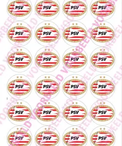 Eetbare Cupcakeprint PSV - 24 cupcake rondjes