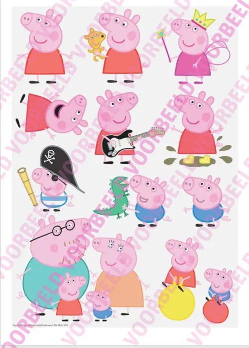 Eetbare taartprint peppa pig losse poppetjes 6 cm