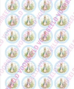Eetbare Cupcakeprint Pieter Konijn 1 - 24 cupcake rondjes