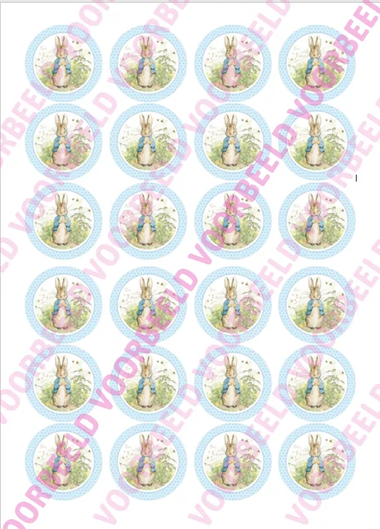 Eetbare cupcakeprint pieter konijn 1 - 24 cupcake rondjes bij cake, bake & love 5 Eetbare cupcakeprint pieter konijn 1 - 24 cupcake rondjes
