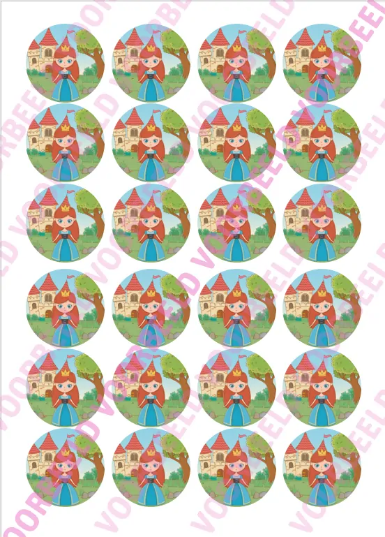 Eetbare cupcakeprint prinses 1 - 24 cupcake rondjes bij cake, bake & love 5 Eetbare cupcakeprint prinses 1 - 24 cupcake rondjes