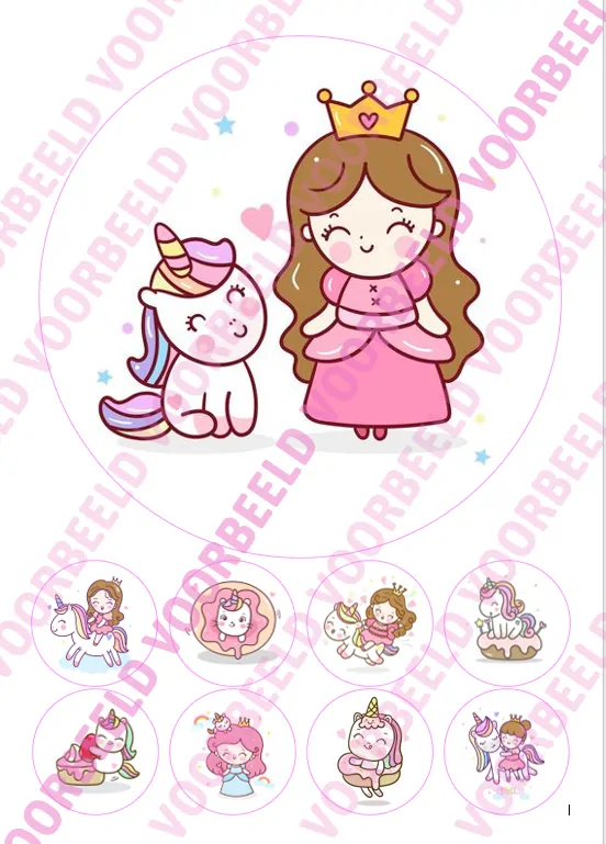 Eetbare taartprint prinses 2 - 18 cm rond + 8 cupcake rondjes bij cake, bake & love 5 Eetbare taartprint prinses 2 - 18 cm rond + 8 cupcake rondjes