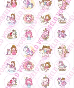 Eetbare Cupcakeprint Prinses 2 - 24 cupcake rondjes