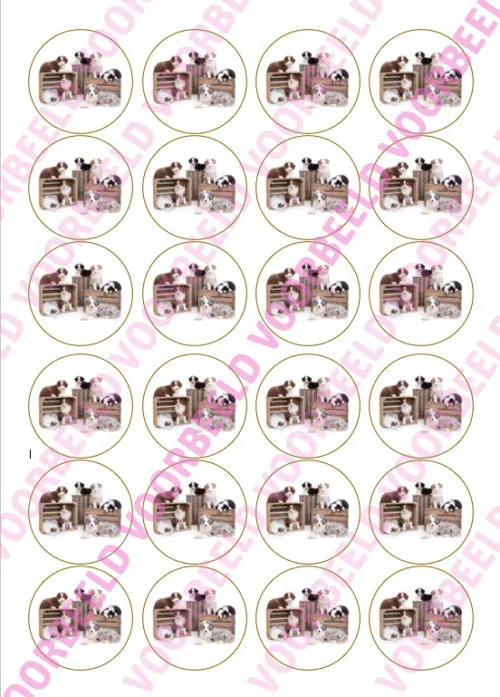 Eetbare cupcakeprint puppy 1 - 24 cupcake rondjes