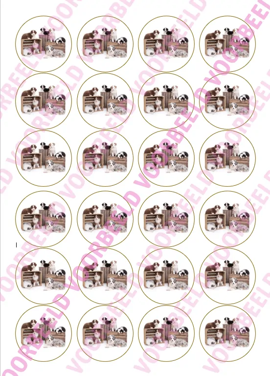 Eetbare cupcakeprint puppy 1 - 24 cupcake rondjes bij cake, bake & love 5 Eetbare cupcakeprint puppy 1 - 24 cupcake rondjes