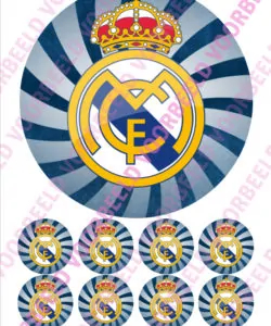 Eetbare Taartprint Real Madrid - 18 cm rond + 8 cupcake rondjes
