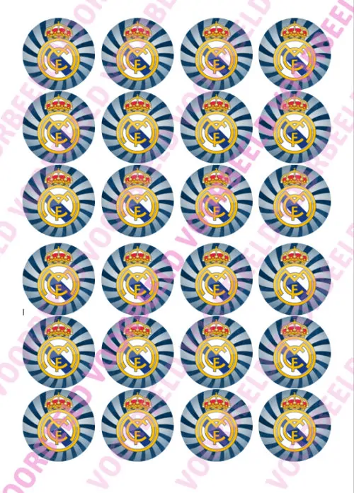 Eetbare cupcakeprint real madrid - 24 cupcake rondjes