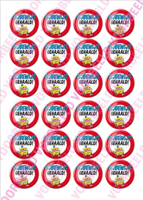 Eetbare cupcakeprint rijbewijs - 24 cupcake rondjes