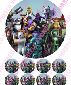 Eetbare Taartprint Roblox 1 - 18 cm rond + 8 cupcake rondjes
