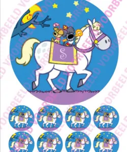 Eetbare Taartprint Sinterklaas Woezel en Pip - 18 cm rond + 8 cupcake rondjes