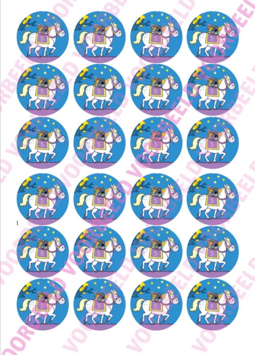 Eetbare cupcakeprint sinterklaas woezel en pip - 24 cupcake rondjes