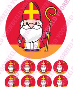 Eetbare Taartprint Sinterklaas 1 - 18 cm rond + 8 cupcake rondjes