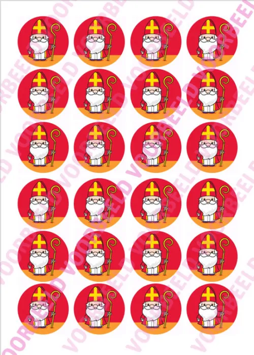 Eetbare cupcakeprint sinterklaas 1 - 24 cupcake rondjes