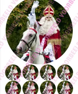 Eetbare Taartprint Sinterklaas 2 - 18 cm rond + 8 cupcake rondjes