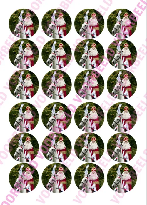 Eetbare cupcakeprint sinterklaas 2 - 24 cupcake rondjes