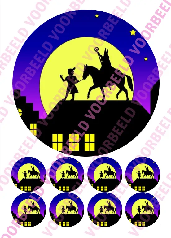 Eetbare taartprint sinterklaas 4 - 18 cm rond + 8 cupcake rondjes bij cake, bake & love 5 Eetbare taartprint sinterklaas 4 - 18 cm rond + 8 cupcake rondjes