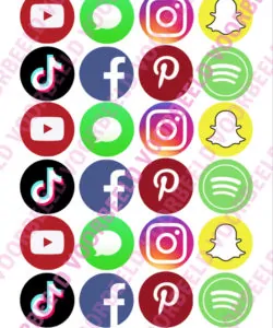 Eetbare Cupcakeprint Social Media - 24 cupcake rondjes