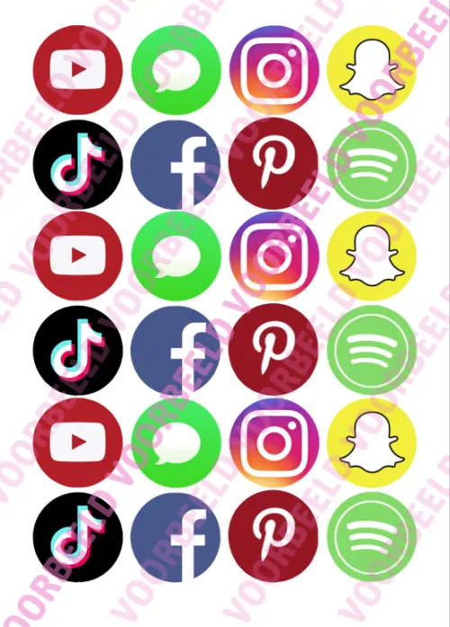 Eetbare cupcakeprint social media - 24 cupcake rondjes
