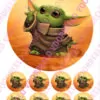 Eetbare taartprint star wars baby yoda 1 - 18 cm rond + 8 cupcake rondjes bij cake, bake & love 3