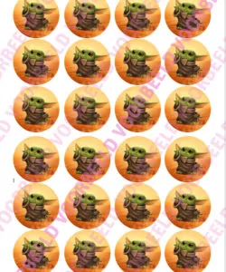 Eetbare Cupcakeprint Star Wars Baby Yoda 1 - 24 cupcake rondjes