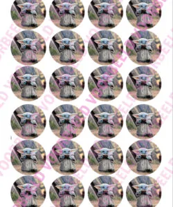 Eetbare Cupcakeprint Star Wars Baby Yoda 2 - 24 cupcake rondjes