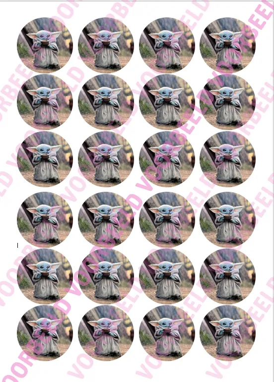 Eetbare cupcakeprint star wars baby yoda 2 - 24 cupcake rondjes bij cake, bake & love 5 Eetbare cupcakeprint star wars baby yoda 2 - 24 cupcake rondjes