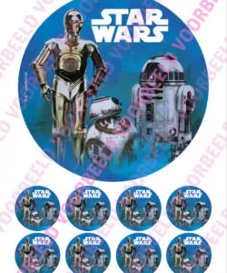 Eetbare Taartprint Star Wars 1 - 18 cm rond + 8 cupcake rondjes