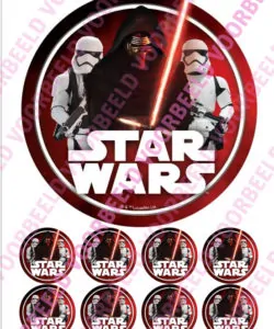 Eetbare Taartprint Star Wars 2 - 18 cm rond + 8 cupcake rondjes