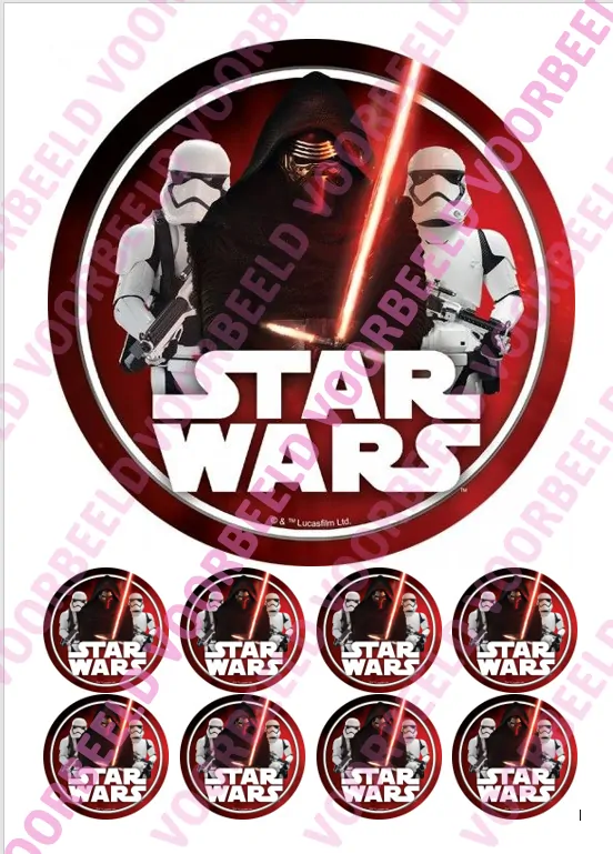 Eetbare taartprint star wars 2 - 18 cm rond + 8 cupcake rondjes bij cake, bake & love 5 Eetbare taartprint star wars 2 - 18 cm rond + 8 cupcake rondjes