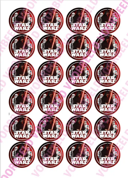 Eetbare cupcakeprint star wars 2 - 24 cupcake rondjes