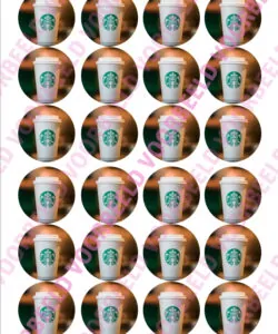Eetbare Cupcakeprint Starbucks cup - 24 cupcake rondjes