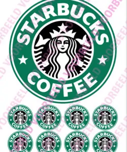 Eetbare Taartprint Starbucks Logo - 18 cm rond + 8 cupcake rondjes