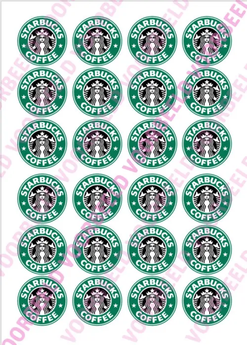 Eetbare cupcakeprint starbucks logo - 24 cupcake rondjes
