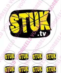 Eetbare Taartprint Stuk TV - 18 cm rond + 8 cupcake rondjes