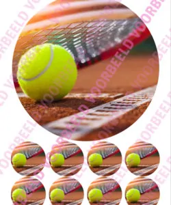 Eetbare Taartprint Tennis - 18 cm rond + 8 cupcake rondjes