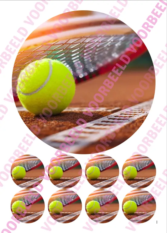 Eetbare taartprint tennis - 18 cm rond + 8 cupcake rondjes bij cake, bake & love 5 Eetbare taartprint tennis - 18 cm rond + 8 cupcake rondjes