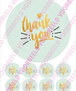 Eetbare Taartprint Thank You 2 - 18 cm rond + 8 cupcake rondjes