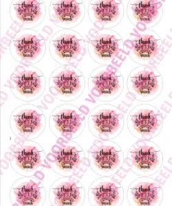 Eetbare Taartprint Thank You 3 - 18 cm rond + 8 cupcake rondjes