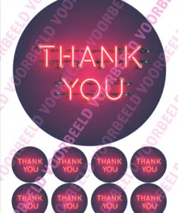 Eetbare Taartprint Thank You 4 - 18 cm rond + 8 cupcake rondjes
