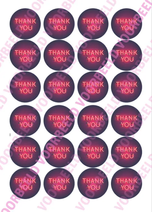 Eetbare cupcakeprint thank you 4 - 24 cupcake rondjes