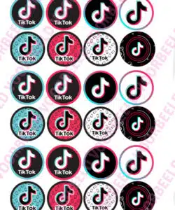 Eetbare Cupcakeprint TikTok - 24 cupcake rondjes