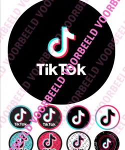 Eetbare Taartprint TikTok - 18 cm rond + 8 cupcake rondjes
