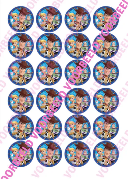Eetbare cupcakeprint toy story 1 - 24 cupcake rondjes