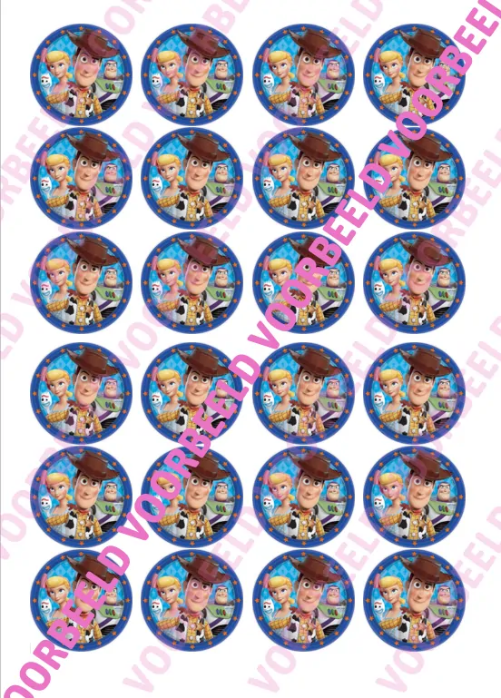 Eetbare cupcakeprint toy story 1 - 24 cupcake rondjes bij cake, bake & love 5 Eetbare cupcakeprint toy story 1 - 24 cupcake rondjes