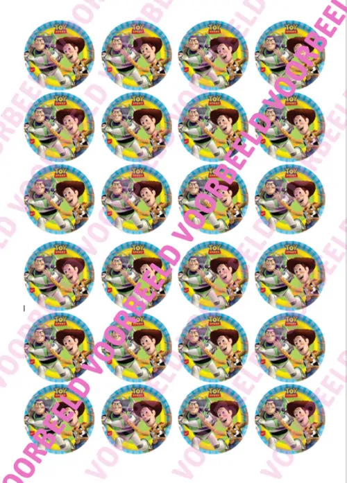 Eetbare cupcakeprint toy story 2 - 24 cupcake rondjes