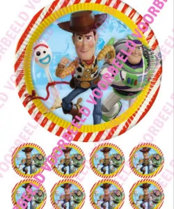 Eetbare Taartprint Toy Story 3 - 18 cm rond + 8 cupcake rondjes