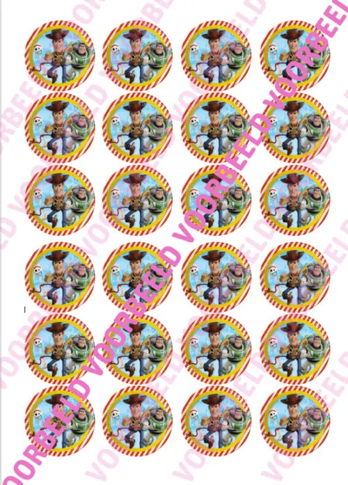 Eetbare cupcakeprint toy story 3 - 24 cupcake rondjes